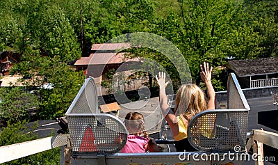 Enjoyinng a First Time Ferris Wheel Ride Stock Photo