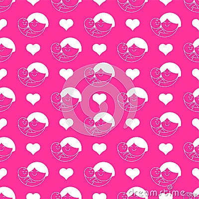 Mother love pattern seamless. mother hugging child background Vector Illustration