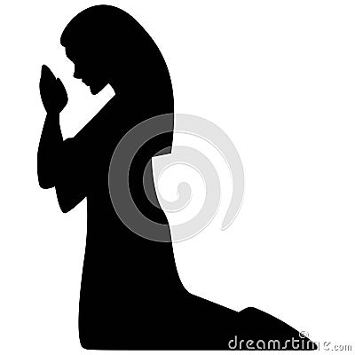 Mother Mary Praying Vector Illustration