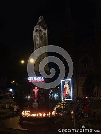 Mother Mary in the night Editorial Stock Photo