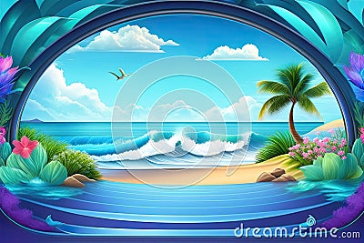 Mother Ocean Day Background Generative AI Stock Photo