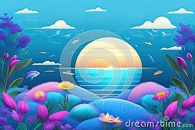 Mother Ocean Day Background Generative AI Stock Photo