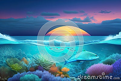 Mother Ocean Day Background Generative AI Stock Photo