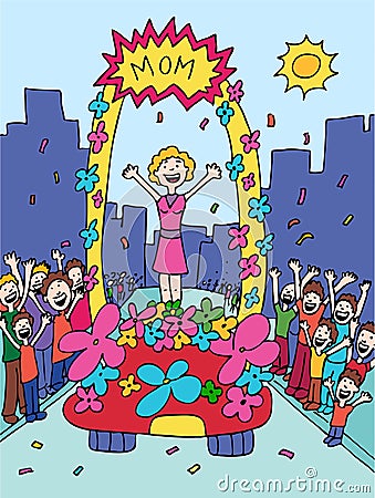 Mother Parade Vector Illustration