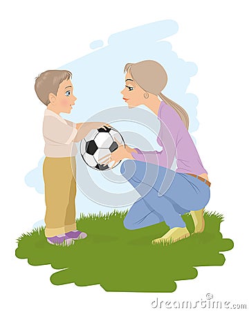 Mother playing with her son Vector Illustration