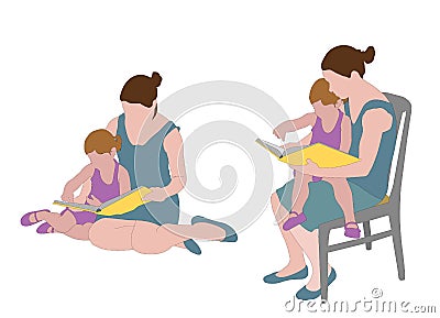 Mother reading book to child Vector Illustration