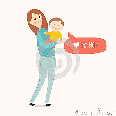 Mother`s Day card Vector Illustration