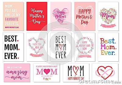 Mother`s day cards, vector set Vector Illustration