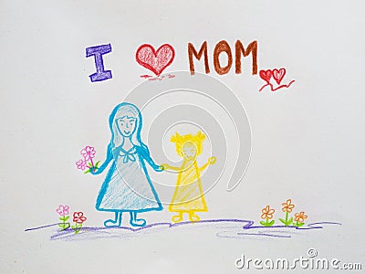 Mother`s day concept. Greeting card Happy Mothers Day drawn by p Stock Photo