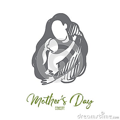 Mother`s day, family time, adoption, family concept. Hand drawn isolated vector. Vector Illustration
