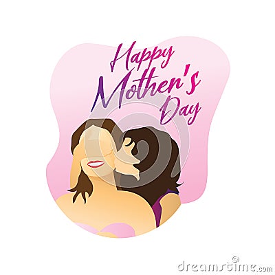 Mother`s Day illustration that depicts a child giving a surprise to his mother Vector Illustration