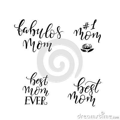 Mother`s day lettering set Vector Illustration