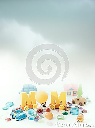 Mother`s day message of multicolored puzzle pieces. Stock Photo