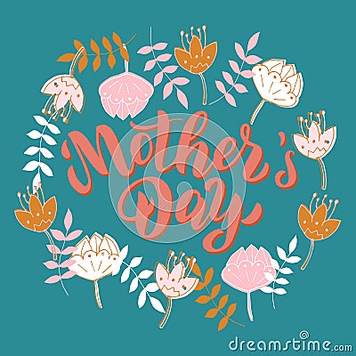 Mother`s day text card. Greeting typography font postcard. Celebration banner, poster, mother day template. Vector eps 10 Vector Illustration