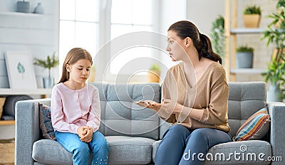 Mother is scolding child Stock Photo