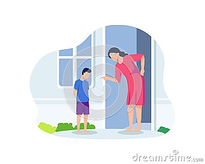 Mother scolding her son Vector Illustration