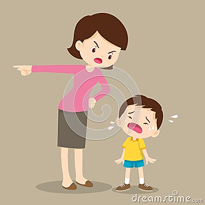 Mother scolding sad children.sad children wants to embrace Vector Illustration