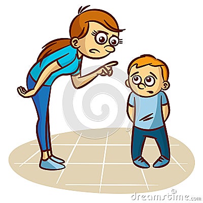 Mother scolds the child Vector Illustration