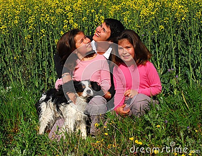 Mother and sisters twins Stock Photo