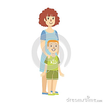 Mother With Small Son , Illustration From Happy Loving Families Series Vector Illustration