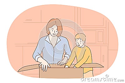 Mother and son, motherhood, mothers day concept Vector Illustration