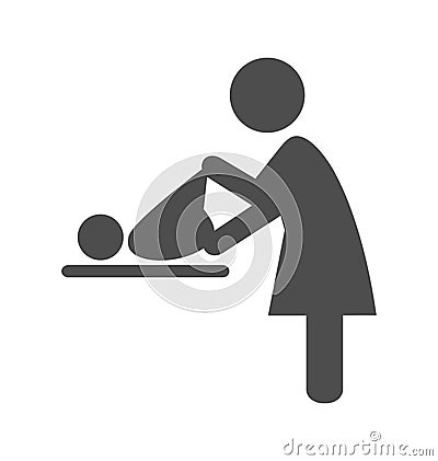 Mother swaddles the baby pictogram flat icon isolated on white Vector Illustration