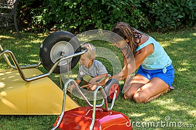 Mother teaches toddler Stock Photo