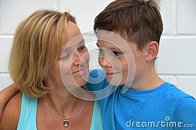 Mother and teenager son Stock Photo