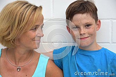 Mother and teenager son Stock Photo