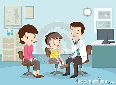 Mother took her boy to see the doctor Vector Illustration