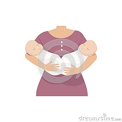 Mother with twins babies. Vector illustration Vector Illustration