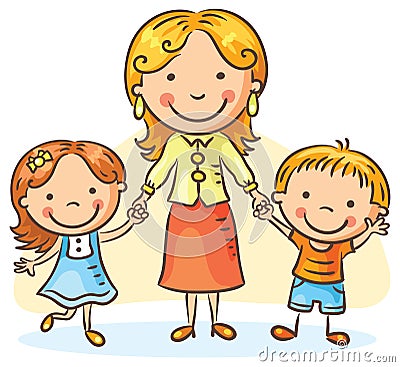 Mother with two children Vector Illustration