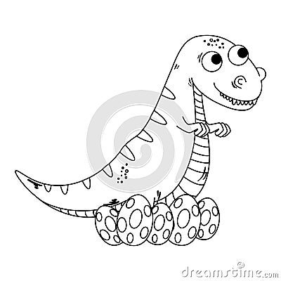 mother tyrannosaurus rex care of their eggs comic character Cartoon Illustration