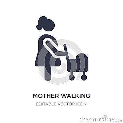 mother walking with baby stroller icon on white background. Simple element illustration from People concept Vector Illustration