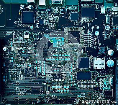 Motherboard components and circuits Stock Photo