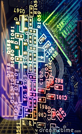 Motherboard digital chip. Electronic computer hardware technology. Stock Photo