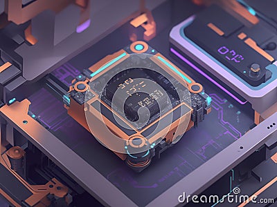 Motherboard digital chip. Technology science background. Integrated communication processor. Generative Ai Stock Photo
