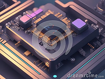 Motherboard digital chip. Technology science background. Integrated communication processor. Generative Ai Stock Photo