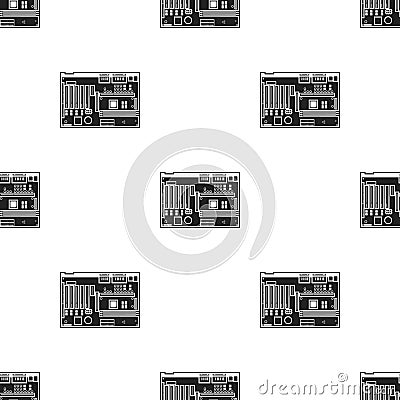 Motherboard icon in black style isolated on white background. Personal computer pattern stock vector illustration. Vector Illustration