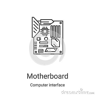 motherboard icon vector from computer interface collection. Thin line motherboard outline icon vector illustration. Linear symbol Vector Illustration