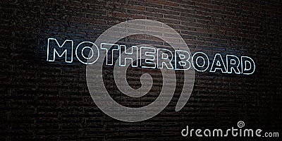 MOTHERBOARD -Realistic Neon Sign on Brick Wall background - 3D rendered royalty free stock image Stock Photo