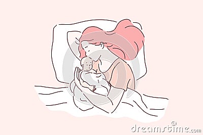 Motherhood, childcare, tenderness concept Vector Illustration