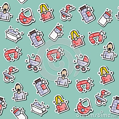 Motherhood icons pattern Vector Illustration