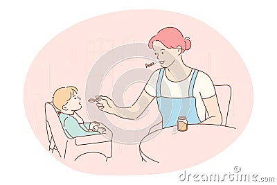 Motherhood, love of Mother, parenthood and childhood concept Vector Illustration