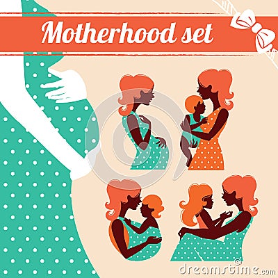 Motherhood set Vector Illustration