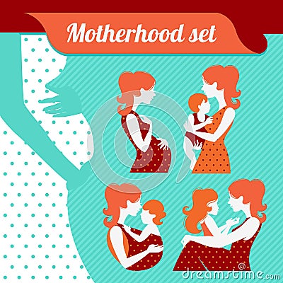 Motherhood set Vector Illustration