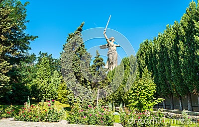 The Motherland Calls, a colossal statue on Mamayev Kurgan in Volgograd, Russia Stock Photo