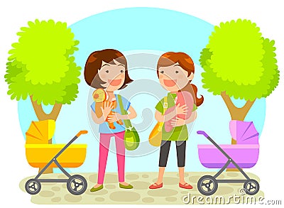 Mothers with babies Vector Illustration