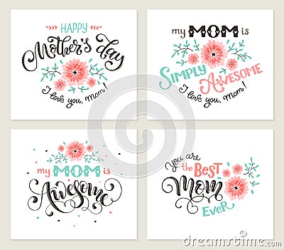 Mothers Day card collection Vector Illustration