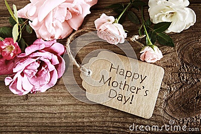 Mothers day card with rustic roses Stock Photo